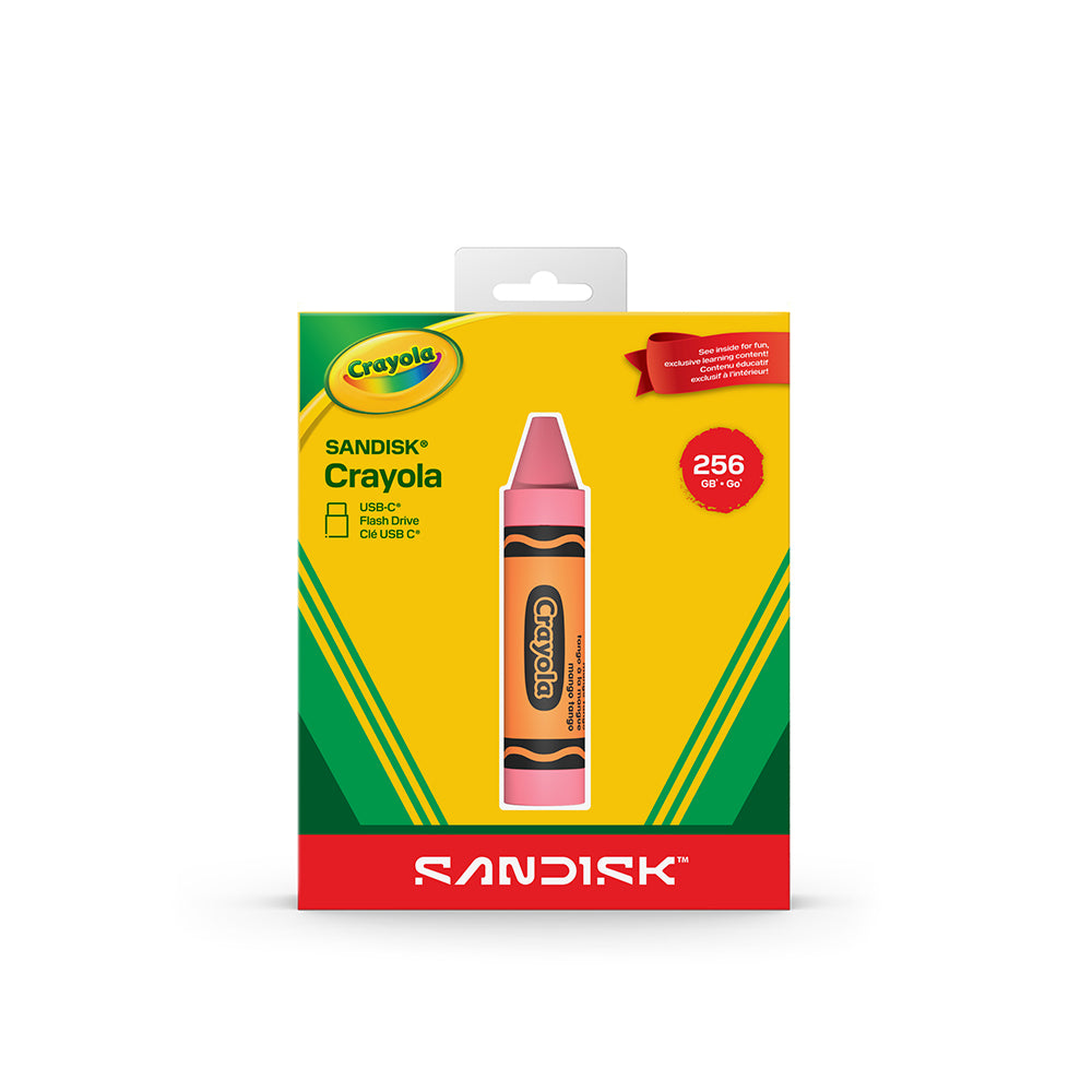 PKG_SNDK_Crayola_USB_Mango_Tango_256GB_Front_HR
